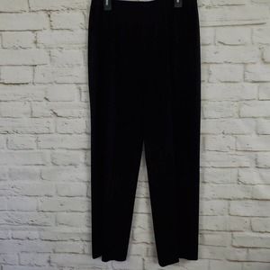 Misook Straight Leg Pants Womens Size L Large Black High Rise Elastic Waist EUC